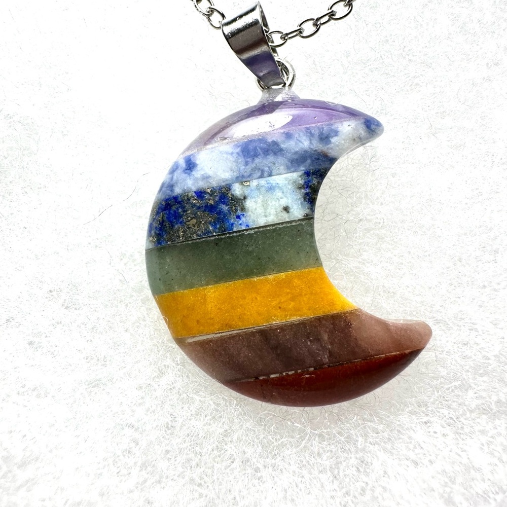 Purple and Blue Crescent Moon Necklace